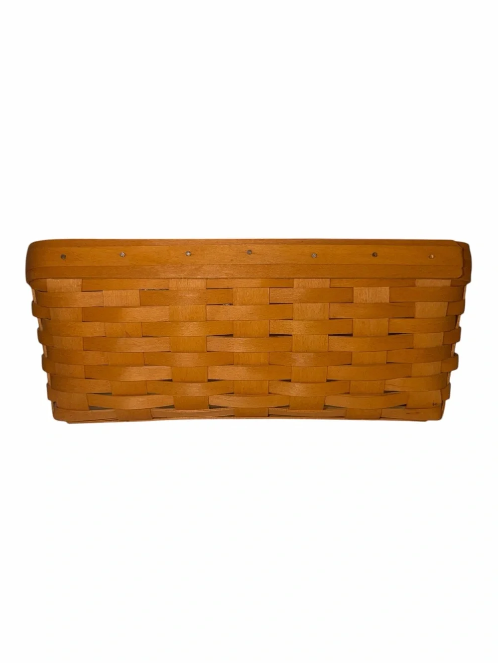 Longaberger Brown Woven Mail Basket with Decorative Ceramic Tag